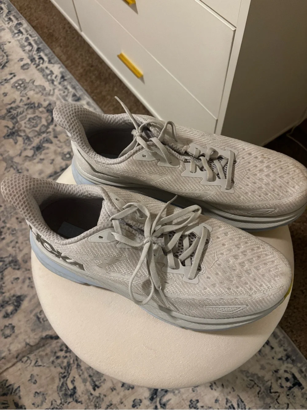Hoka One One Light Gray and Pale Blue Women's Running Shoes